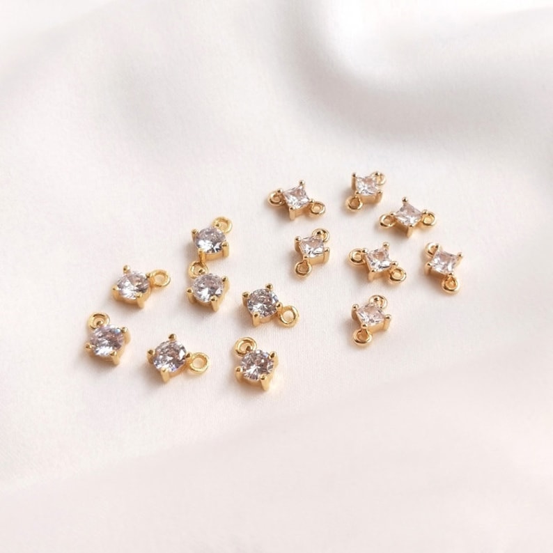 10pcs Zircon Pendant Charm, CZ Pave Connector Pendant, Earrings, necklaces, bracelets, handmade semi-finished materials