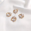 4 pcs 7X17mm small leaves cz pave Leaves charm, brass gold plated bracelet necklace pendant, pave charm