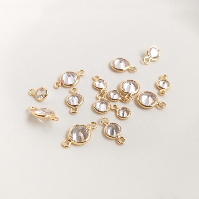 10pcs Glass Zircon Pendant Charm, CZ Pave Connector Pendant, Earrings, necklaces, bracelets, handmade semi-finished materials
