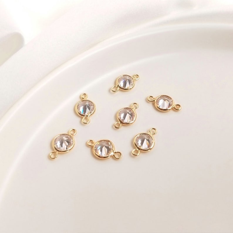 10pcs Glass Zircon Pendant Charm, CZ Pave Connector Pendant, Earrings, necklaces, bracelets, handmade semi-finished materials