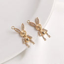 4pcs cute bunny CZ Pave Charm Pendant, bunny Zircon Connector Pendant, Jewelry Making, Zircon Material Craft Supplies
