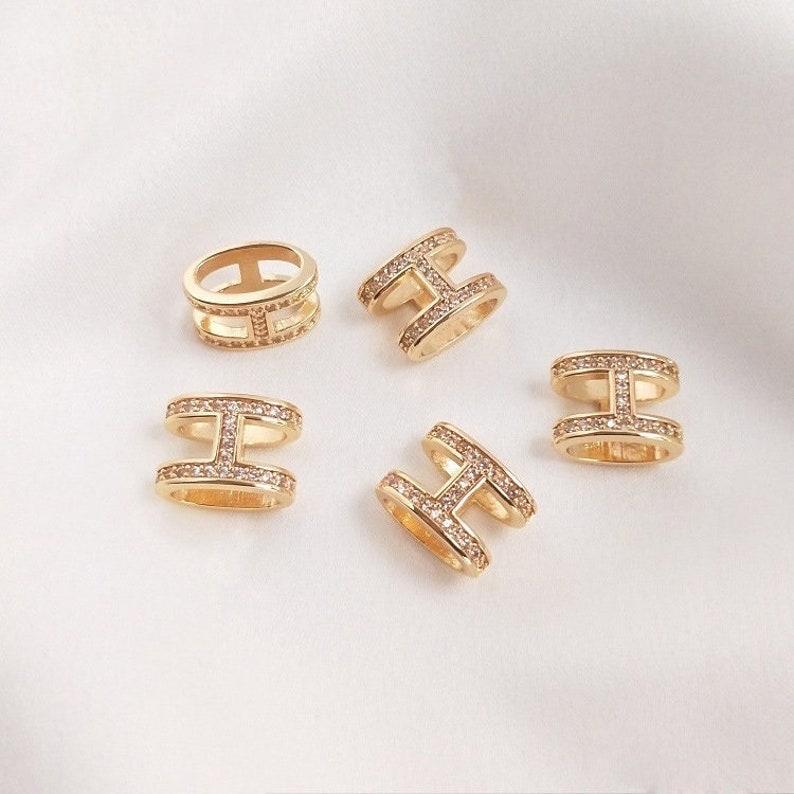 10pcs H-shaped Charm Pendant, Separator Zircon Pendant, Jewelry Making, Zircon Material Craft Supplies