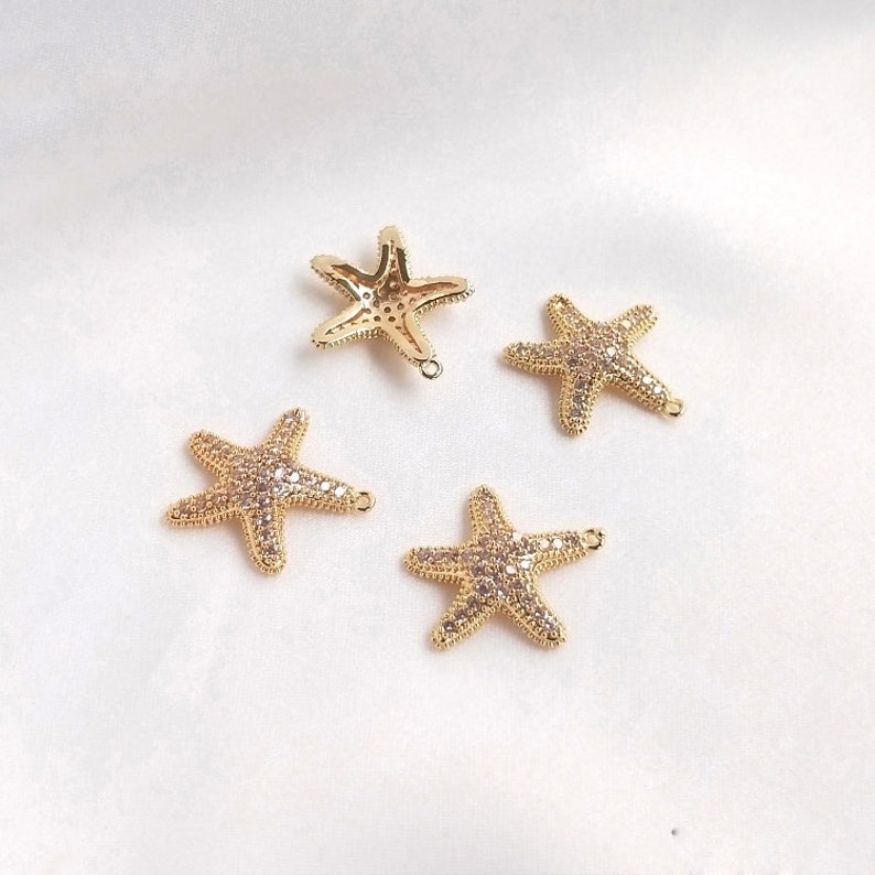 4pcs Pentagram, hexagram, starfish CZ Pave Charm, pendant Zircon Charm CZ Pave Pendant Charm, DIY earrings necklace pendant Jewelry Making