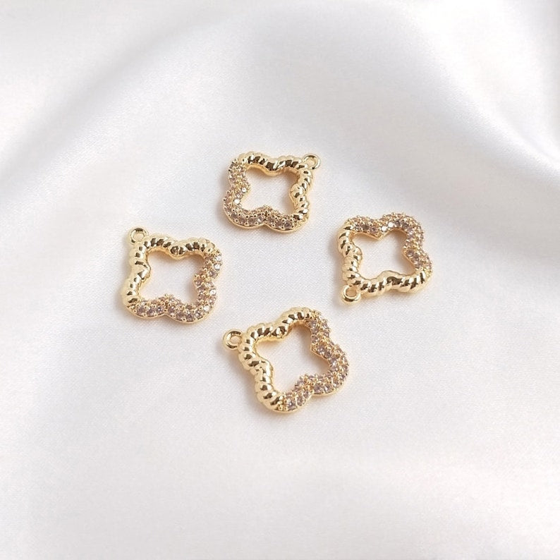 4pcs Pentagram, hexagram, starfish CZ Pave Charm, pendant Zircon Charm CZ Pave Pendant Charm, DIY earrings necklace pendant Jewelry Making