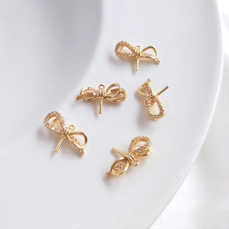 4pcs bow tie cz pave swan charm, bow crystal pendant, Inlaid zircon bracelet pendant, DIY Jewelry Making