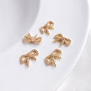 4pcs bow tie cz pave swan charm, bow crystal pendant, Inlaid zircon bracelet pendant, DIY Jewelry Making