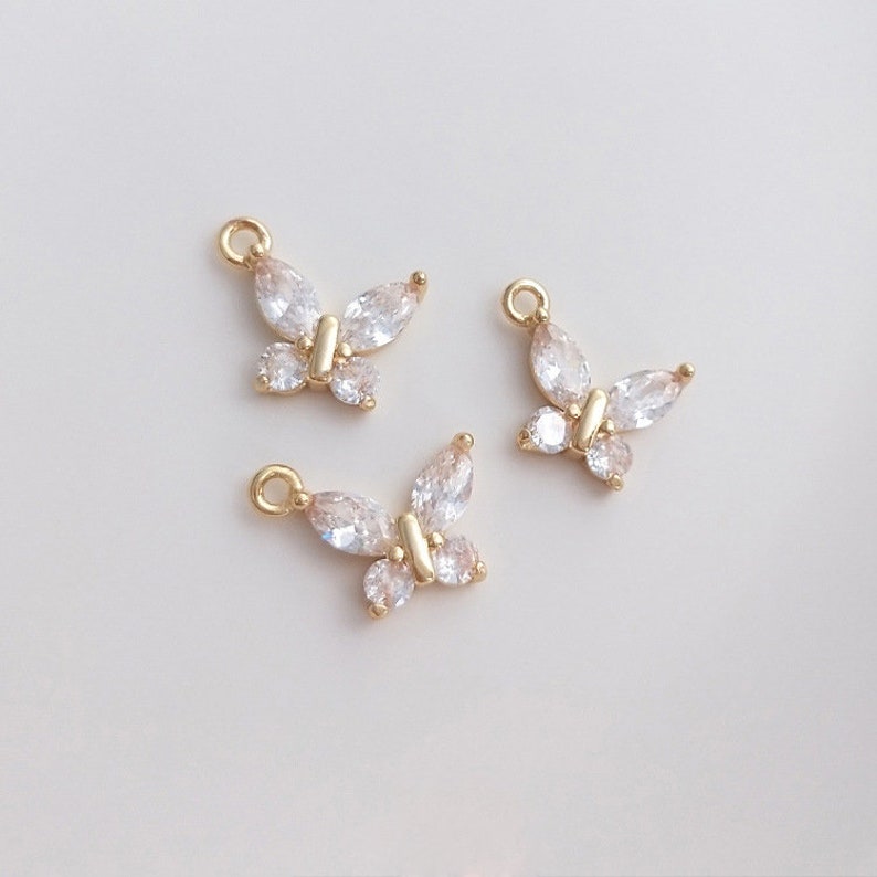 10pcs Big butterfly 22*19mm CZ Pave Charm, Zircon butterfly Connector, Zircon Jewelry Making, Material Craft Supplies