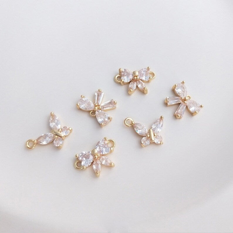 10pcs Big butterfly 22*19mm CZ Pave Charm, Zircon butterfly Connector, Zircon Jewelry Making, Material Craft Supplies
