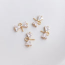 10pcs bow CZ Pave Charm, bow Zircon Connector, Zircon Jewelry Making, Material Craft Supplies