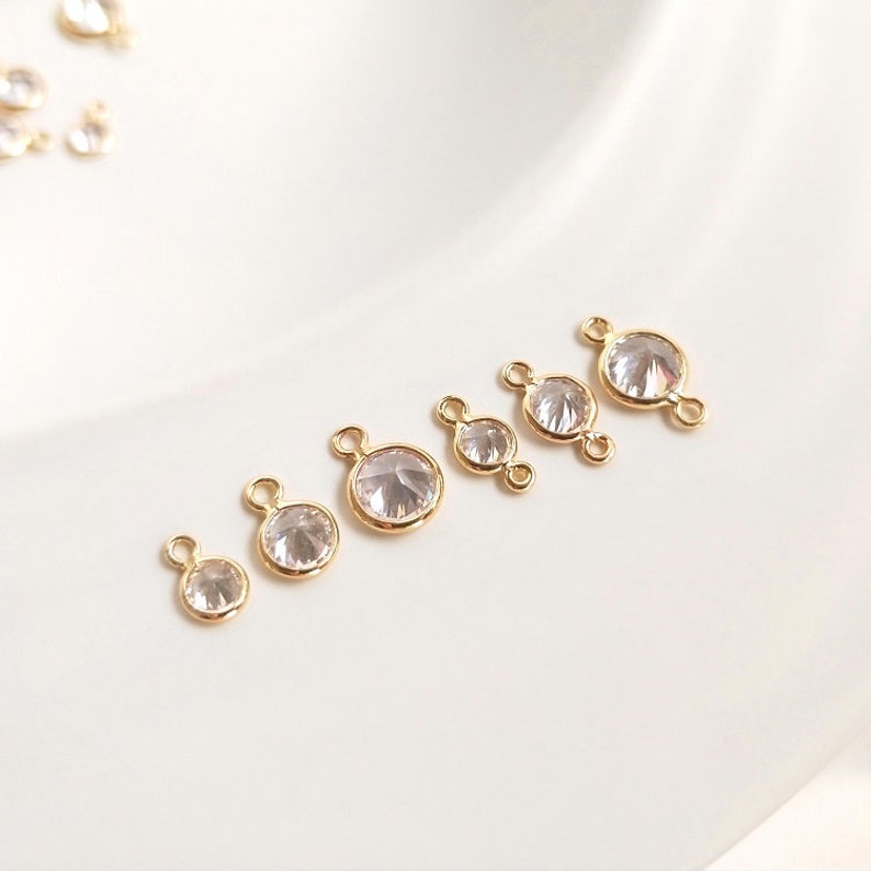 10pcs Glass Zircon Pendant Charm, CZ Pave Connector Pendant, Earrings, necklaces, bracelets, handmade semi-finished materials