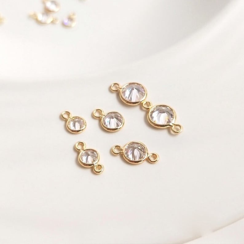 10pcs Glass Zircon Pendant Charm, CZ Pave Connector Pendant, Earrings, necklaces, bracelets, handmade semi-finished materials