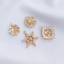 10pcs flower pearl trays, pearl settings, CZ Pave Charm, CZ Zircon snowflake Pendant Charm, Jewelry Making