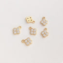 10pcs spacers clover CZ Pave Charm, four-leaf clover CZ Zircon Pendant Charm, Jewelry Making, Material Craft Supplies
