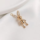 4pcs cute bunny CZ Pave Charm Pendant, bunny Zircon Connector Pendant, Jewelry Making, Zircon Material Craft Supplies