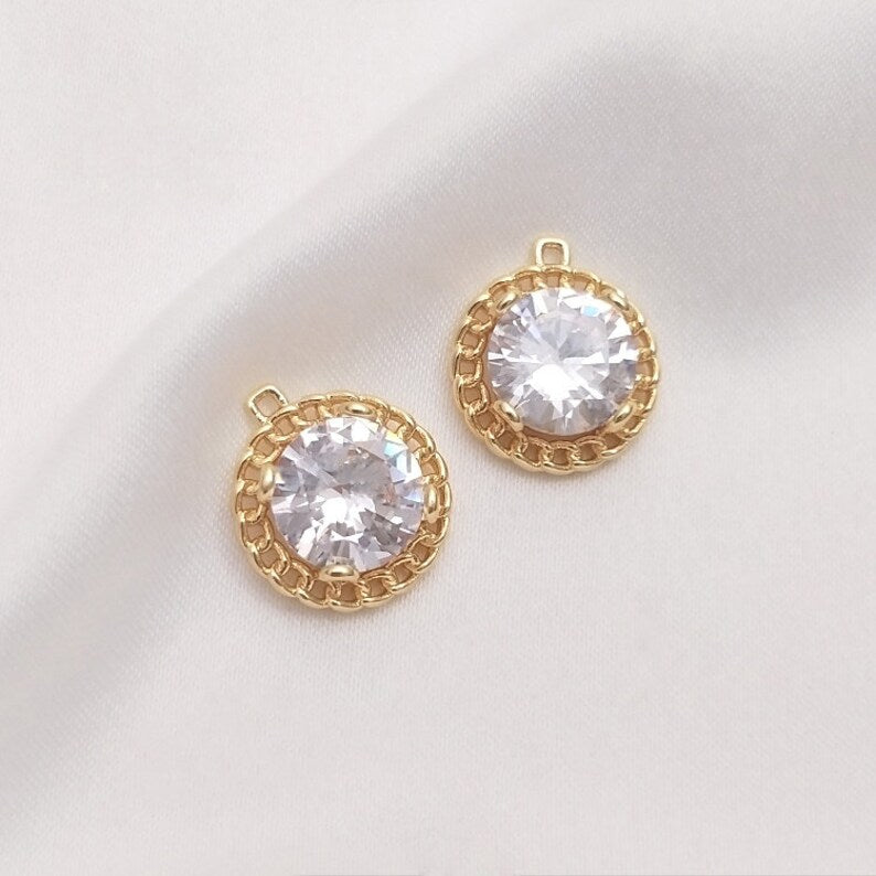 10pcs round, heart cz pave charm Charm pendant, Zircon Pendant Charm, DIY Finding Jewelry