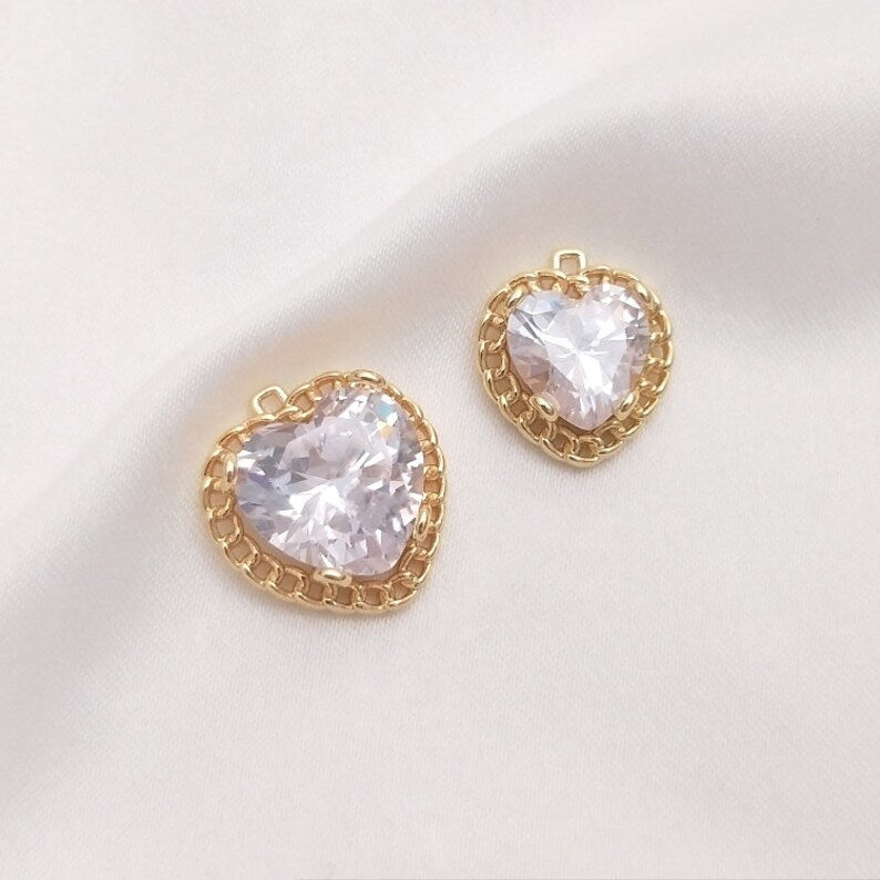 10pcs round, heart cz pave charm Charm pendant, Zircon Pendant Charm, DIY Finding Jewelry