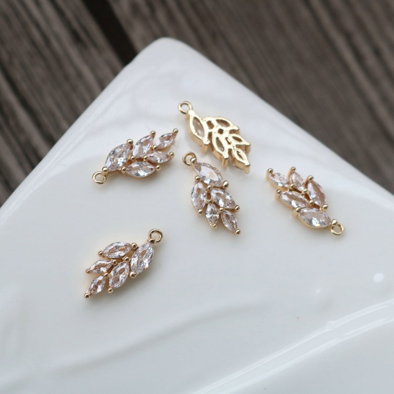 10pcs Leaves CZ Pave Charm , Zircon Leaves Pendant, Jewelry Making, DIY earrings necklace pendant Jewelry Making