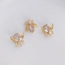 4pcs CZ Paved bee Charm, Gold Plated Brass Earring Findings, shape cubic charm, Cubic zirconia pendant