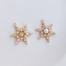 10pcs flower pearl trays, pearl settings, CZ Pave Charm, CZ Zircon snowflake Pendant Charm, Jewelry Making