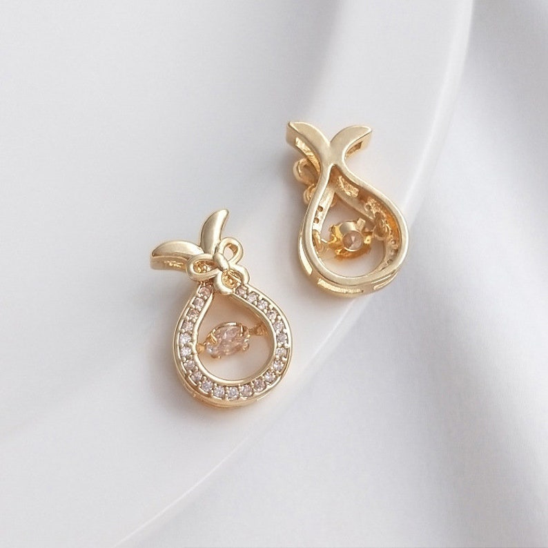 10pcs Heart CZ Pave Charm, CZ Zircon deer Pendant Charm, Jewelry Making, Material Craft Supplies