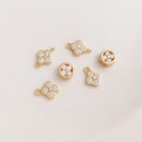 10pcs spacers clover CZ Pave Charm, four-leaf clover CZ Zircon Pendant Charm, Jewelry Making, Material Craft Supplies