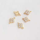 10pcs spacers clover CZ Pave Charm, four-leaf clover CZ Zircon Pendant Charm, Jewelry Making, Material Craft Supplies