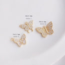 4pcs CZ Pave butterfly Charm Pendant, 10x15mm Zircon butterfly Connector, Jewelry Making, Material Craft Supplies