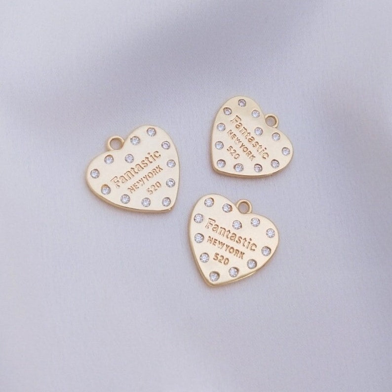4pcs English alphabet CZ Pave pendant Charm, Heart crown, Zircon Jewelry Making, Nickel free