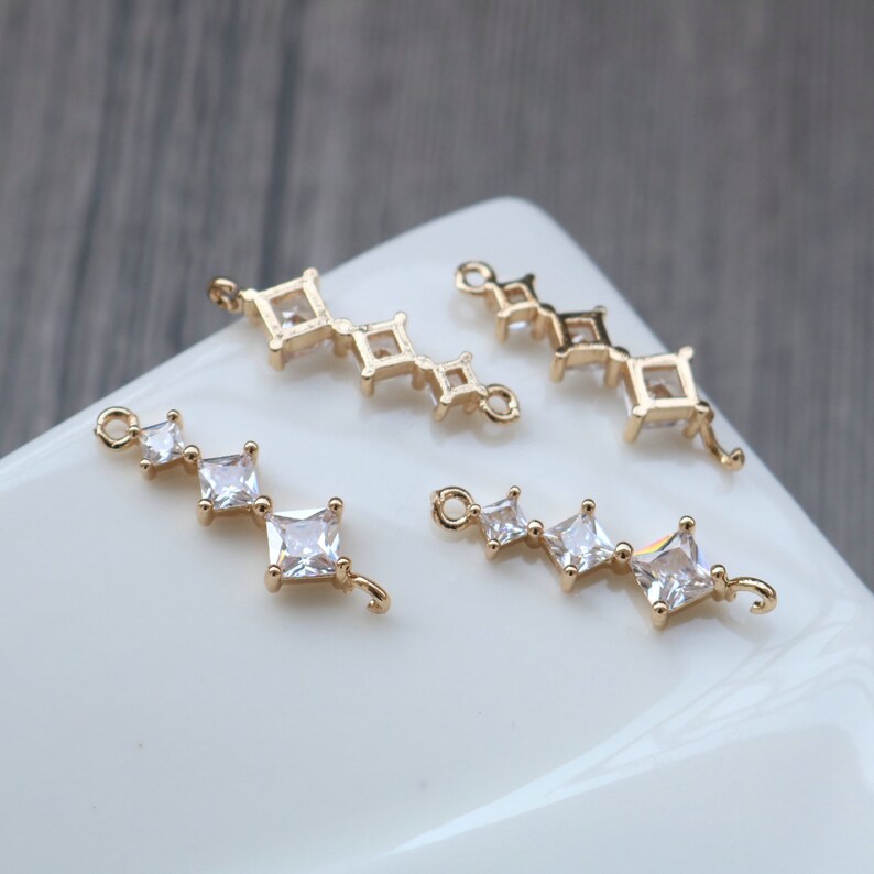 10pcs square CZ Pave Charm, , Zircon Connector, round zircon Charm Pendant, crystal Pave Charm, wholesale prices, High Quality