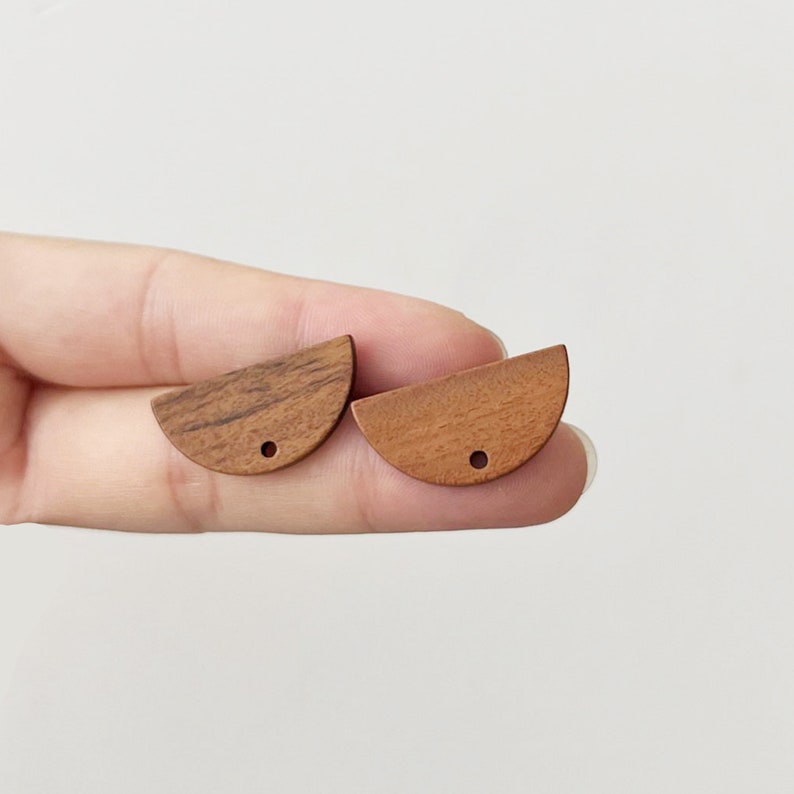 10pcs Semicircle Wood Earrings, Ear Wire, Earrings Post, Wood Earrings Studs,Diy Jewelry Accessories Craft Supplies