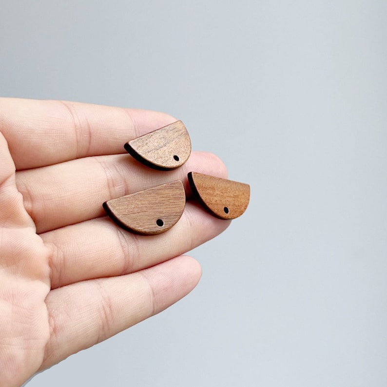 10pcs Semicircle Wood Earrings, Ear Wire, Earrings Post, Wood Earrings Studs,Diy Jewelry Accessories Craft Supplies