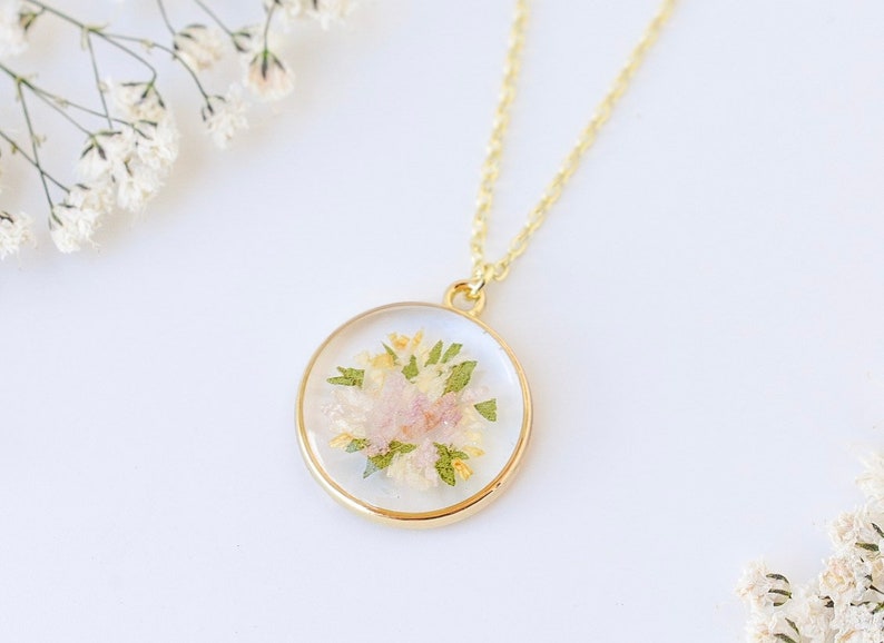 Custom Wedding Bouquet (made to order) pressed flower resin necklaces