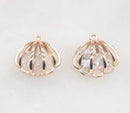 10pcs scallop cz pave pendant, 13X12MM scallop charm, brass gold plated necklace pendant,pave charm