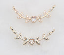 10pcs Heart cz pave charm, 10x30mm Heart pendant, pave Snowflake charm, gold plated over brass