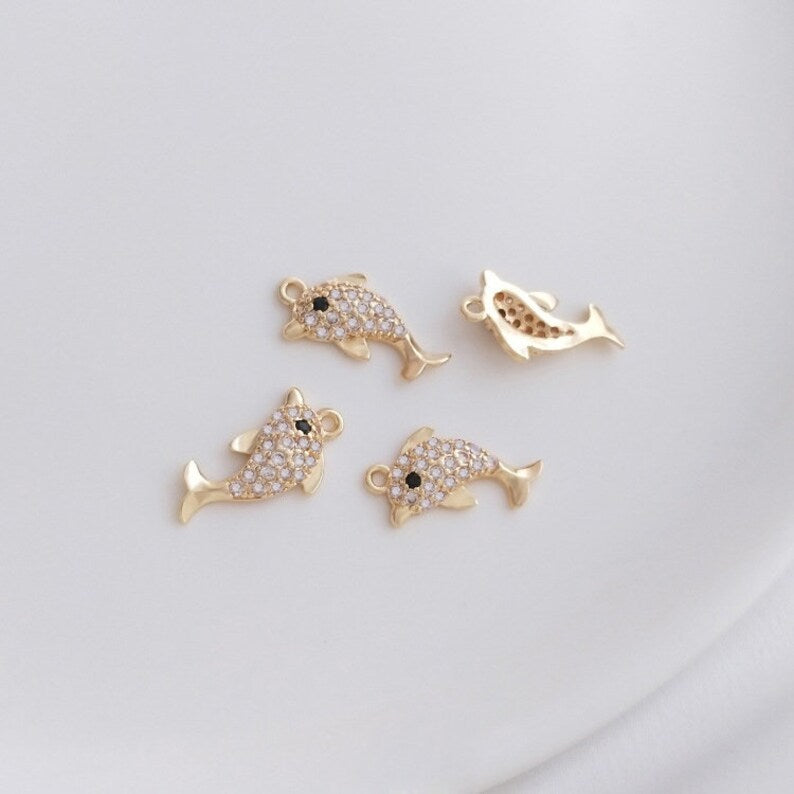 10pcs CZ Pave Charm, Pentagram, moon, heart, crown, dolphin zircon Charm Pendant, Glass crystal Pave Charm, Jewelry Making Supplies