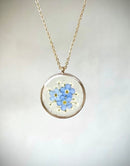 Forget-me-not flower necklace, resin jewel with Myosotis flowers