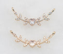 10pcs Heart cz pave charm, 10x30mm Heart pendant, pave Snowflake charm, gold plated over brass
