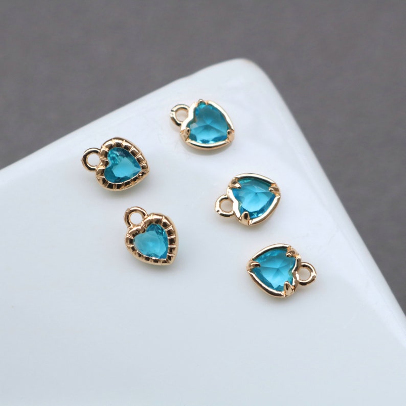 10pcs heart Glass Charm Pendant, 5mm CZ Pave Charm, heart Zircon ball Pendant, 15*22mm Jewelry Making, Material Craft Supplies