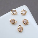 10pcs heart Glass Charm Pendant, 5mm CZ Pave Charm, heart Zircon ball Pendant, 15*22mm Jewelry Making, Material Craft Supplies