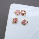 10pcs heart Glass Charm Pendant, 5mm CZ Pave Charm, heart Zircon ball Pendant, 15*22mm Jewelry Making, Material Craft Supplies