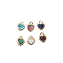 10pcs heart Glass Charm Pendant, 5mm CZ Pave Charm, heart Zircon ball Pendant, 15*22mm Jewelry Making, Material Craft Supplies