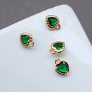 10pcs heart Glass Charm Pendant, 5mm CZ Pave Charm, heart Zircon ball Pendant, 15*22mm Jewelry Making, Material Craft Supplies