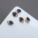 10pcs heart Glass Charm Pendant, 5mm CZ Pave Charm, heart Zircon ball Pendant, 15*22mm Jewelry Making, Material Craft Supplies