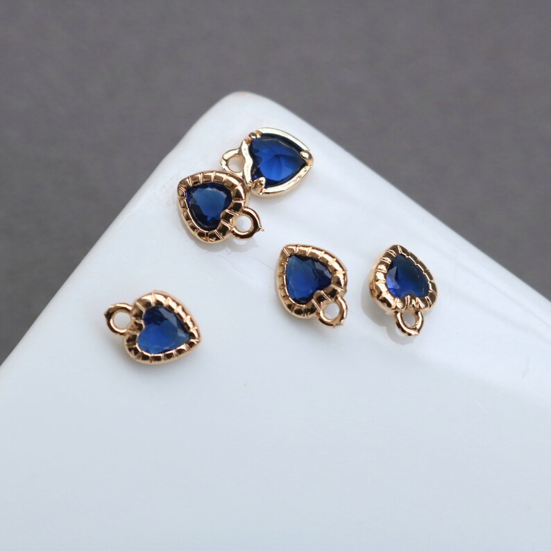 10pcs heart Glass Charm Pendant, 5mm CZ Pave Charm, heart Zircon ball Pendant, 15*22mm Jewelry Making, Material Craft Supplies