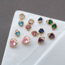 10pcs heart Glass Charm Pendant, 5mm CZ Pave Charm, heart Zircon ball Pendant, 15*22mm Jewelry Making, Material Craft Supplies