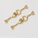 2set,Real Gold Bowknot Toggle Clasp, Clasp Set, Large Clasp , Easy Close Clasp Connector for Bracelet/Necklace, Jewellery Clasps