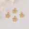 10PCS Gold Plated Cubic Zirconia Charms,CZ Pave Flower Pendant