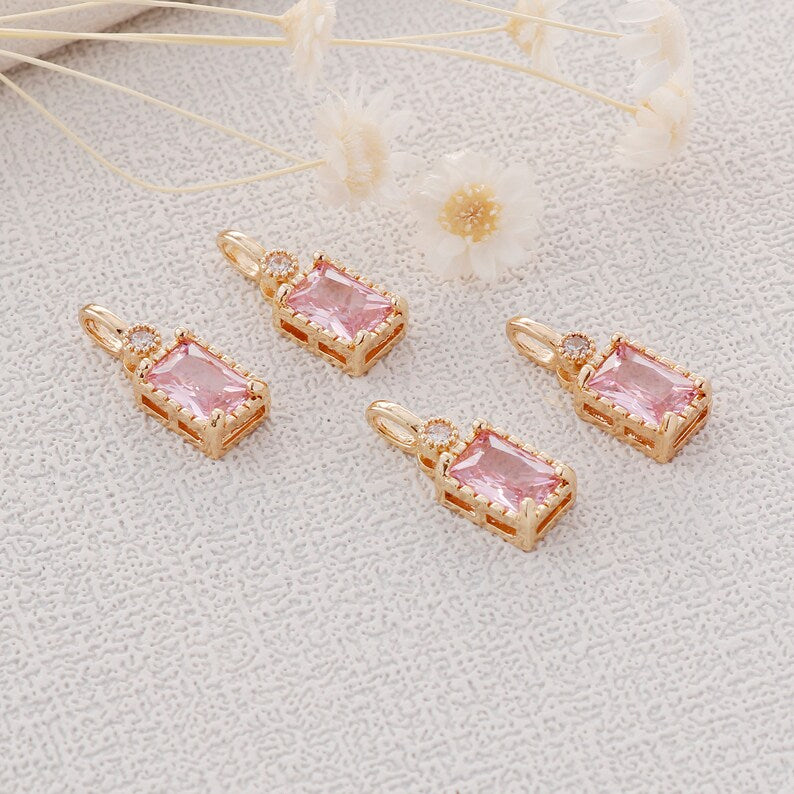 10pcs Gold Plated Zircon Charm,Gold Initial Charm,Tiny cz Pendant,cz Pave Charm, Clear, Wholesale