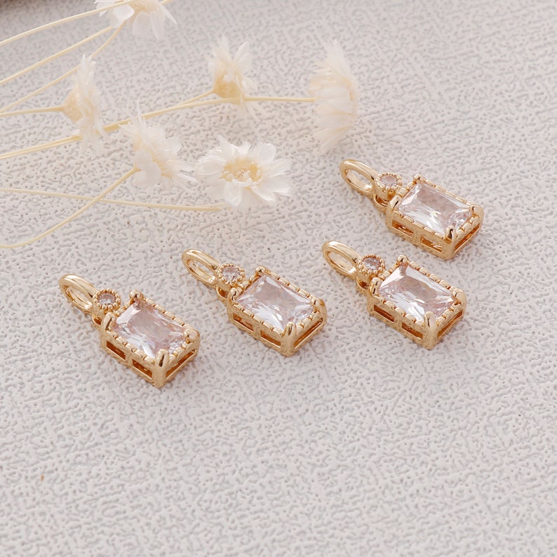 10pcs Gold Plated Zircon Charm,Gold Initial Charm,Tiny cz Pendant,cz Pave Charm, Clear, Wholesale