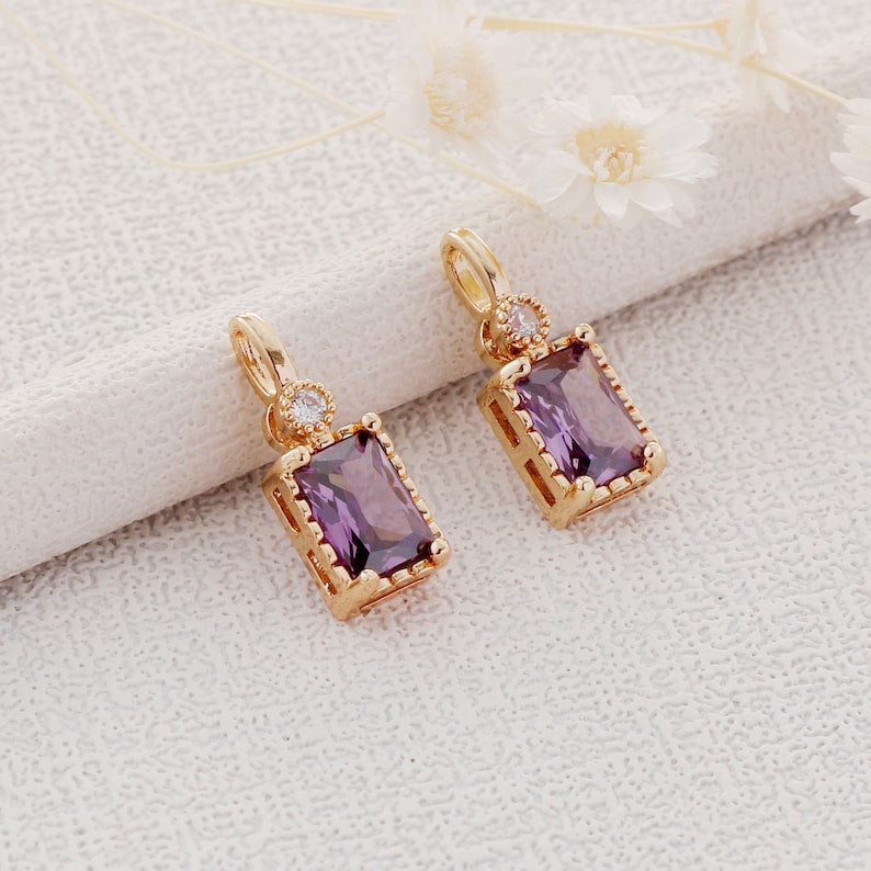 10pcs Gold Plated Zircon Charm,Gold Initial Charm,Tiny cz Pendant,cz Pave Charm, Clear, Wholesale